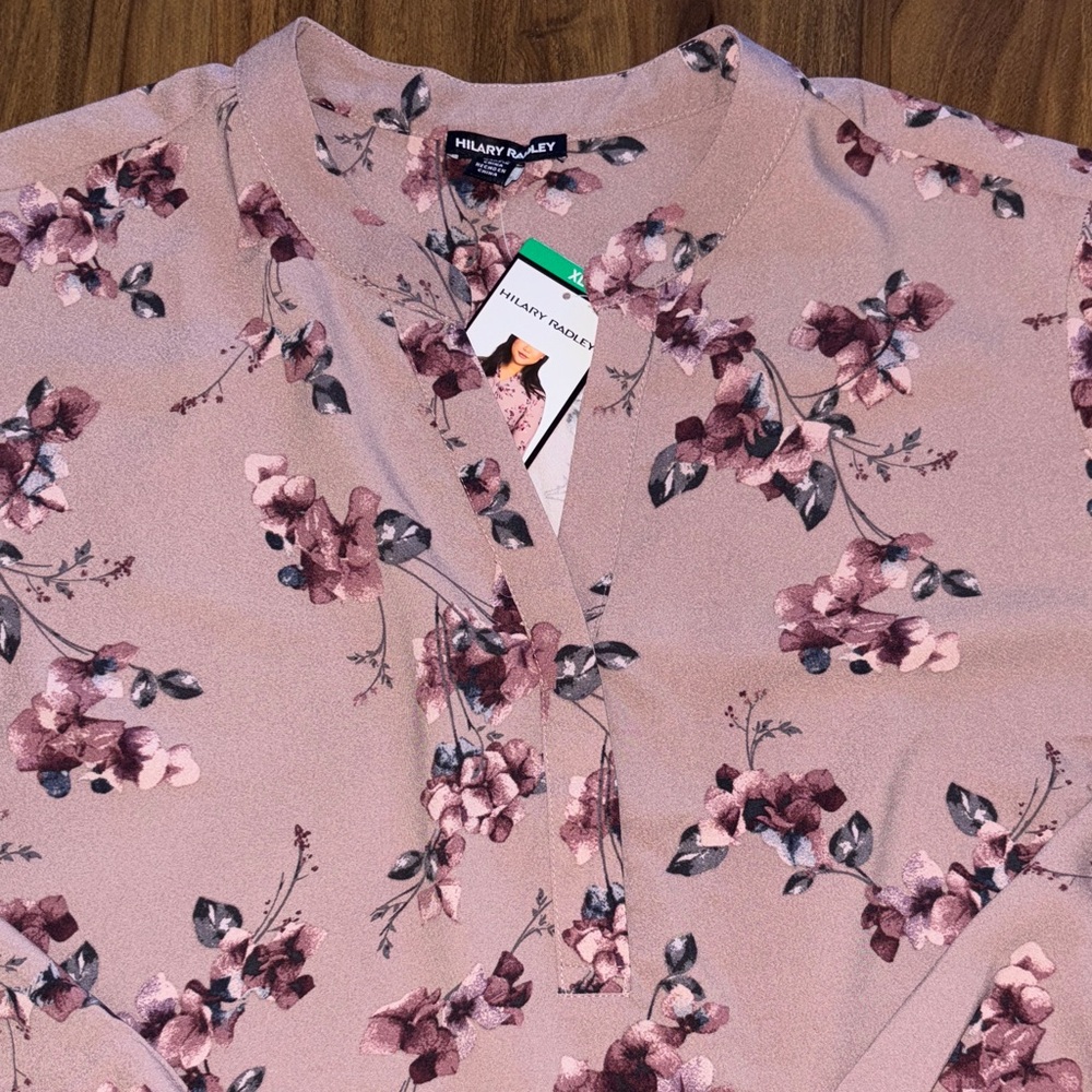Hilary Radley Mauve Floral Blouse - Picture 2 of 4
